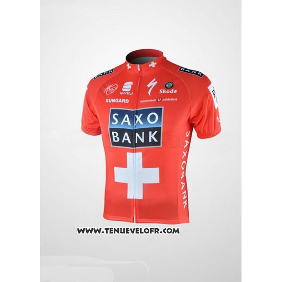 2010 Maillot Ciclismo Saxo Bank Champion Suisse Manches Courtes et Cuissard
